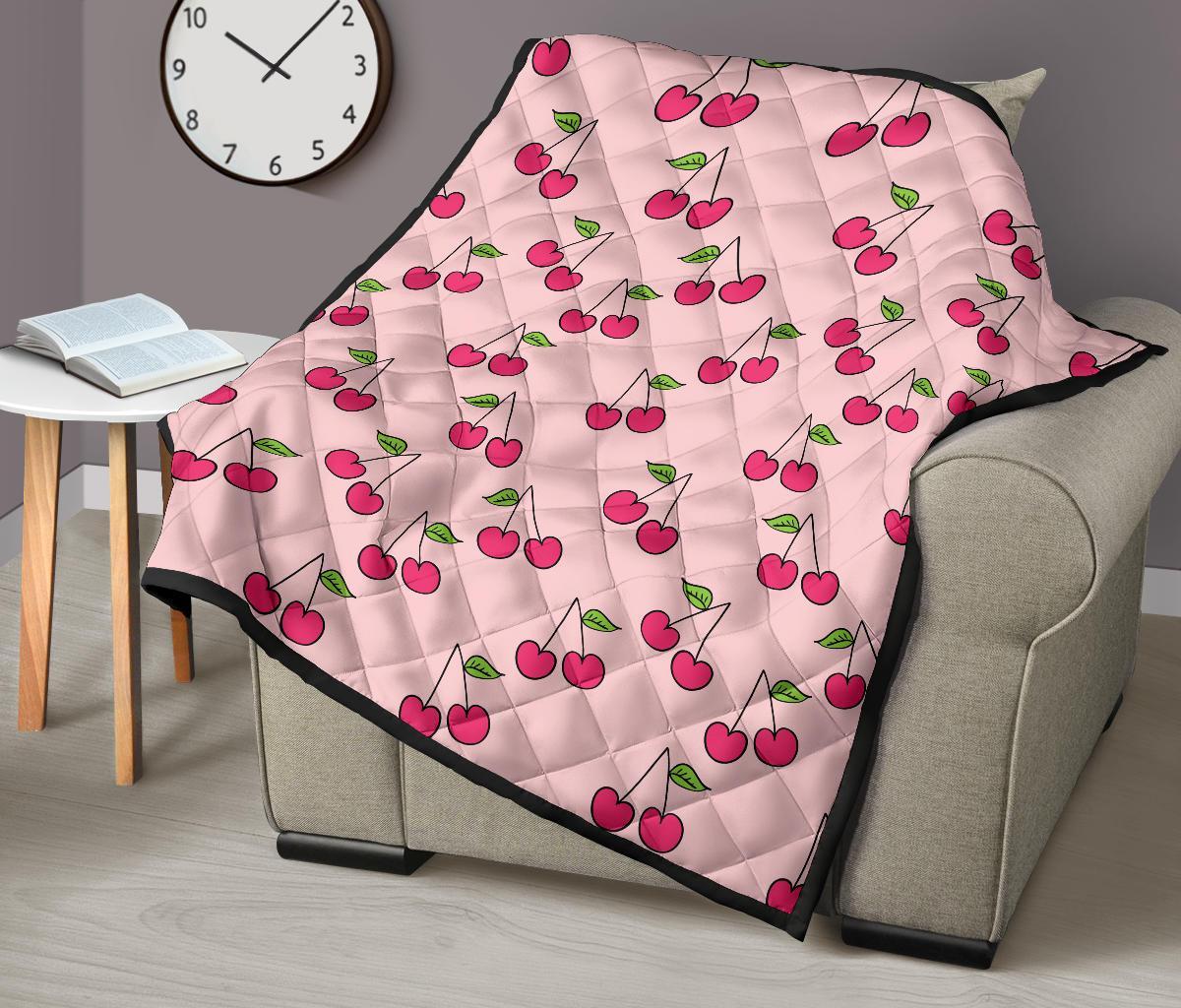 Cherry Pattern Print Quilt-grizzshop