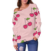 Cherry Pattern Print Women Off Shoulder Sweatshirt-grizzshop