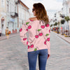 Cherry Pattern Print Women Off Shoulder Sweatshirt-grizzshop