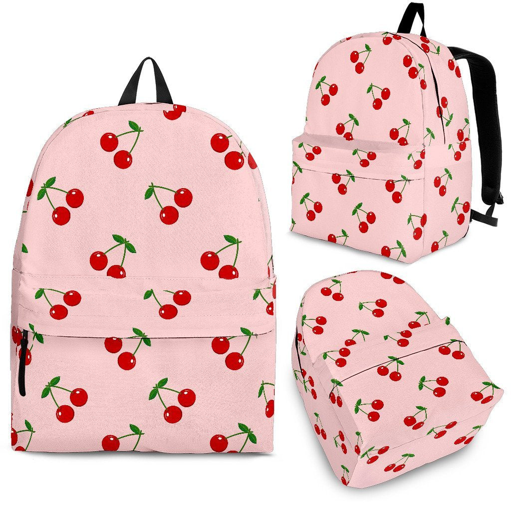 Cherry Pink Pattern Print Backpack-grizzshop