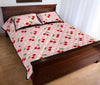 Cherry Pink Pattern Print Bed Set Quilt-grizzshop