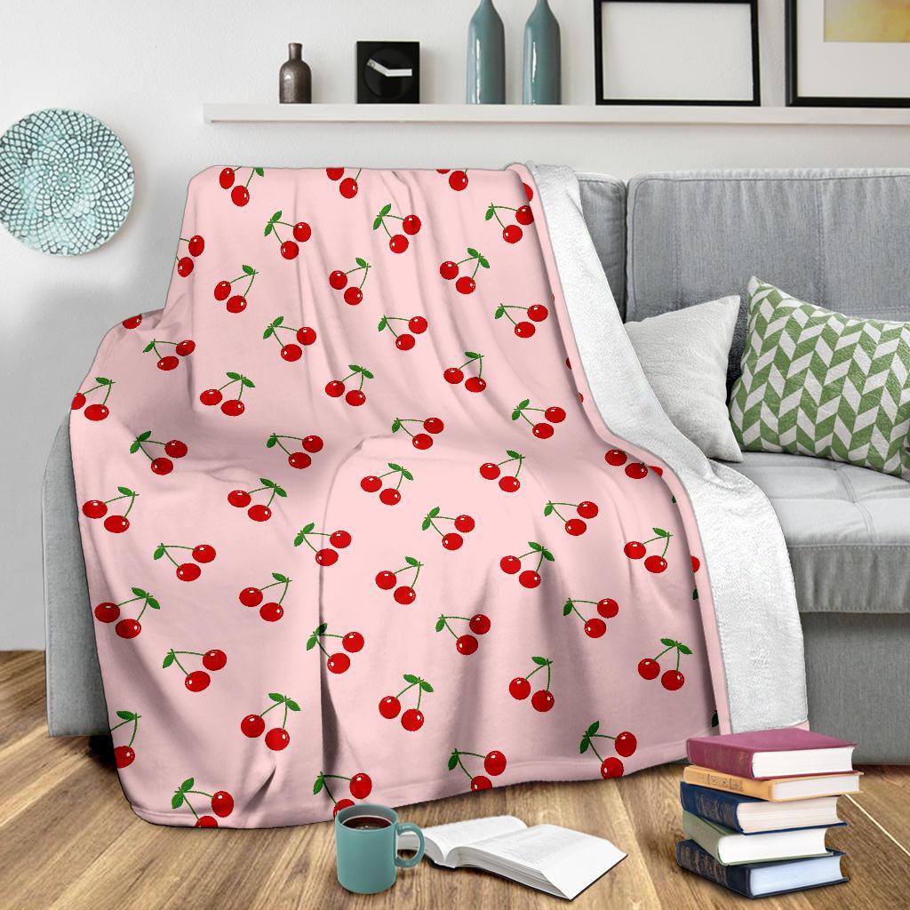 Cherry Pink Pattern Print Blanket-grizzshop