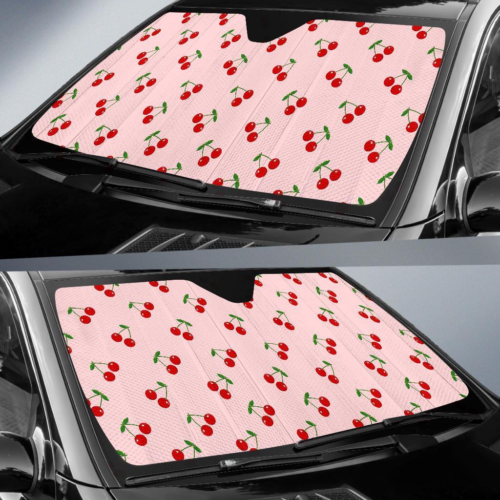 Cherry Pink Pattern Print Car Sun Shade-grizzshop