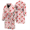 Cherry Pink Pattern Print Men Long Robe-grizzshop