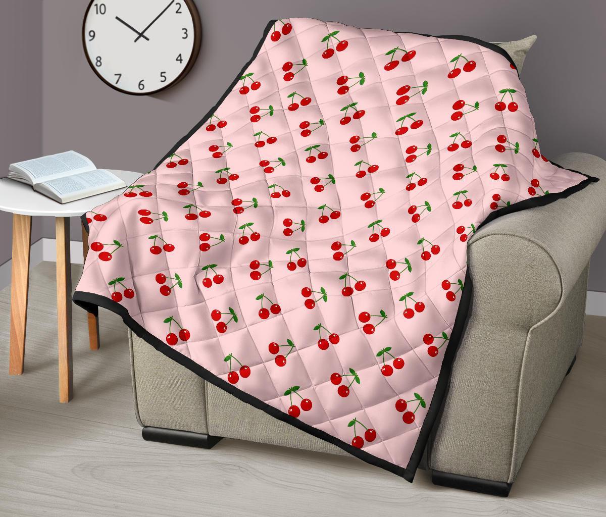 Cherry Pink Pattern Print Quilt-grizzshop