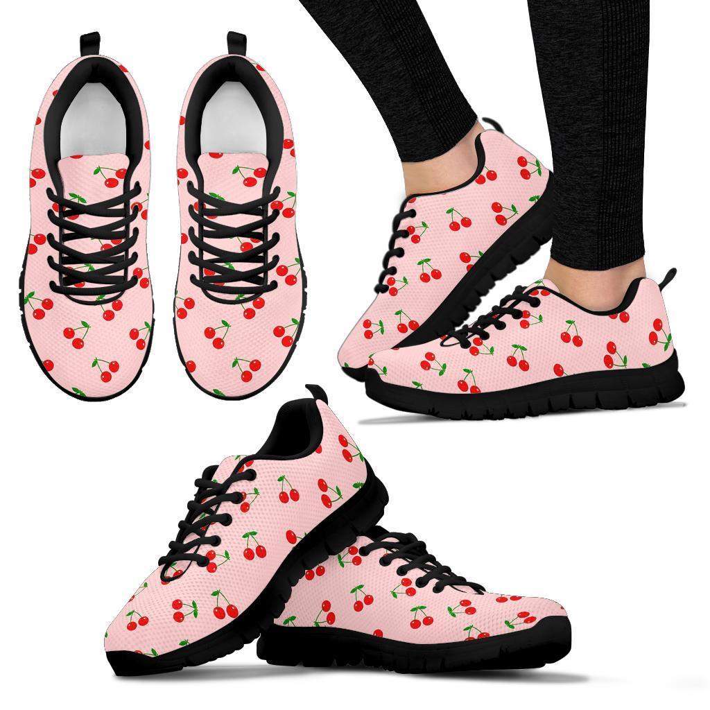 Cherry Pink Pattern Print Sneaker Shoes For Men Women-grizzshop