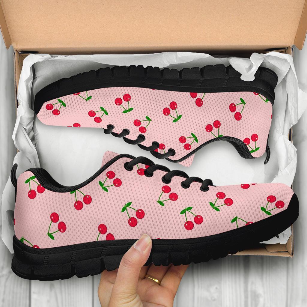 Cherry Pink Pattern Print Sneaker Shoes For Men Women-grizzshop