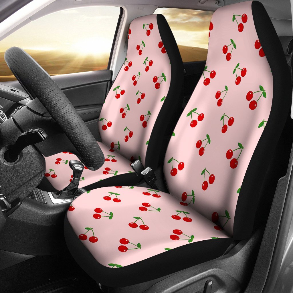 Cherry Pink Pattern Print Universal Fit Car Seat Covers-grizzshop