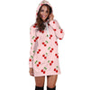 Cherry Pink Pattern Print Women Hoodie Dress-grizzshop