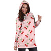 Cherry Pink Pattern Print Women Hoodie Dress-grizzshop