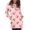 Cherry Pink Pattern Print Women Hoodie Dress-grizzshop