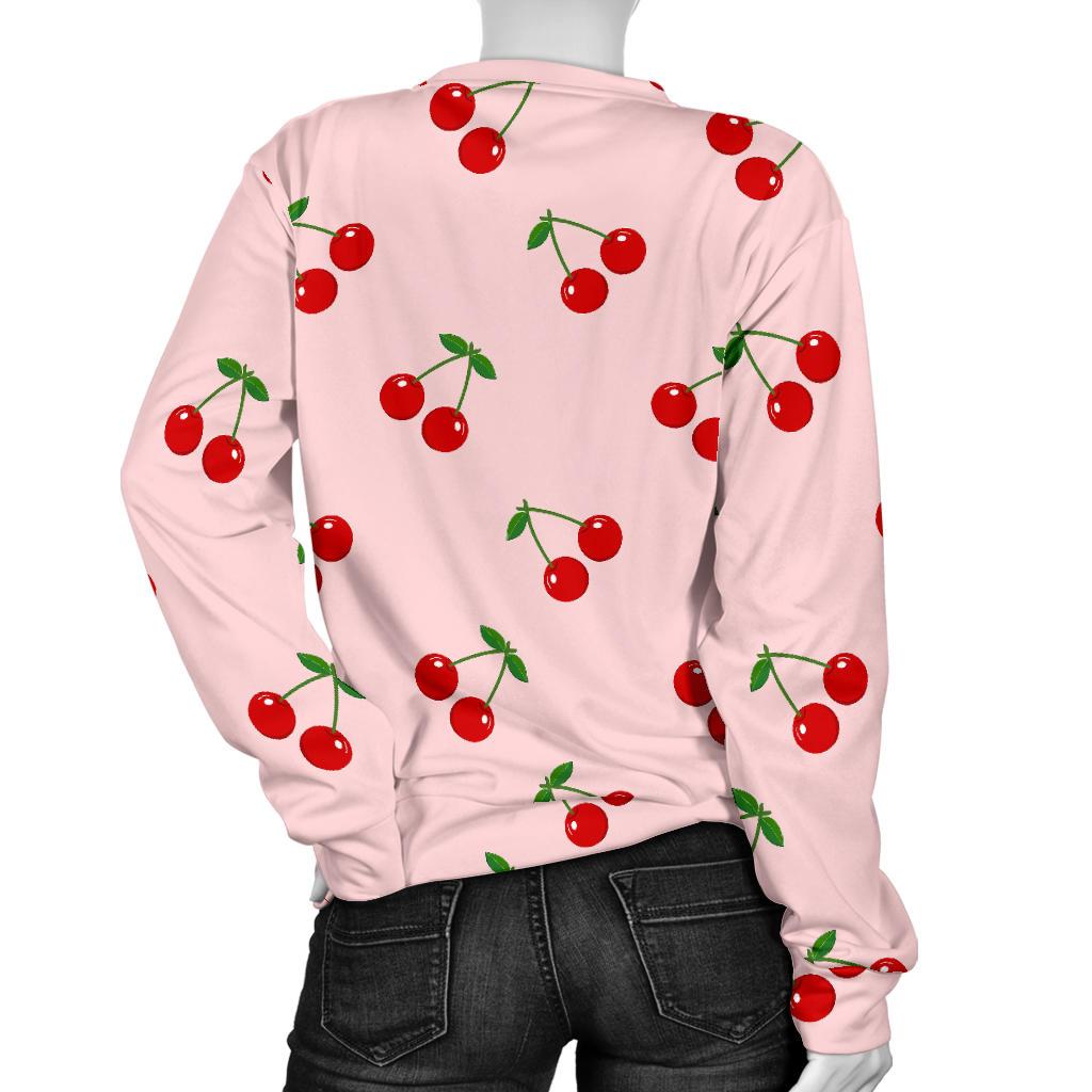 Cherry Pink Pattern Print Women's Sweatshirt-grizzshop
