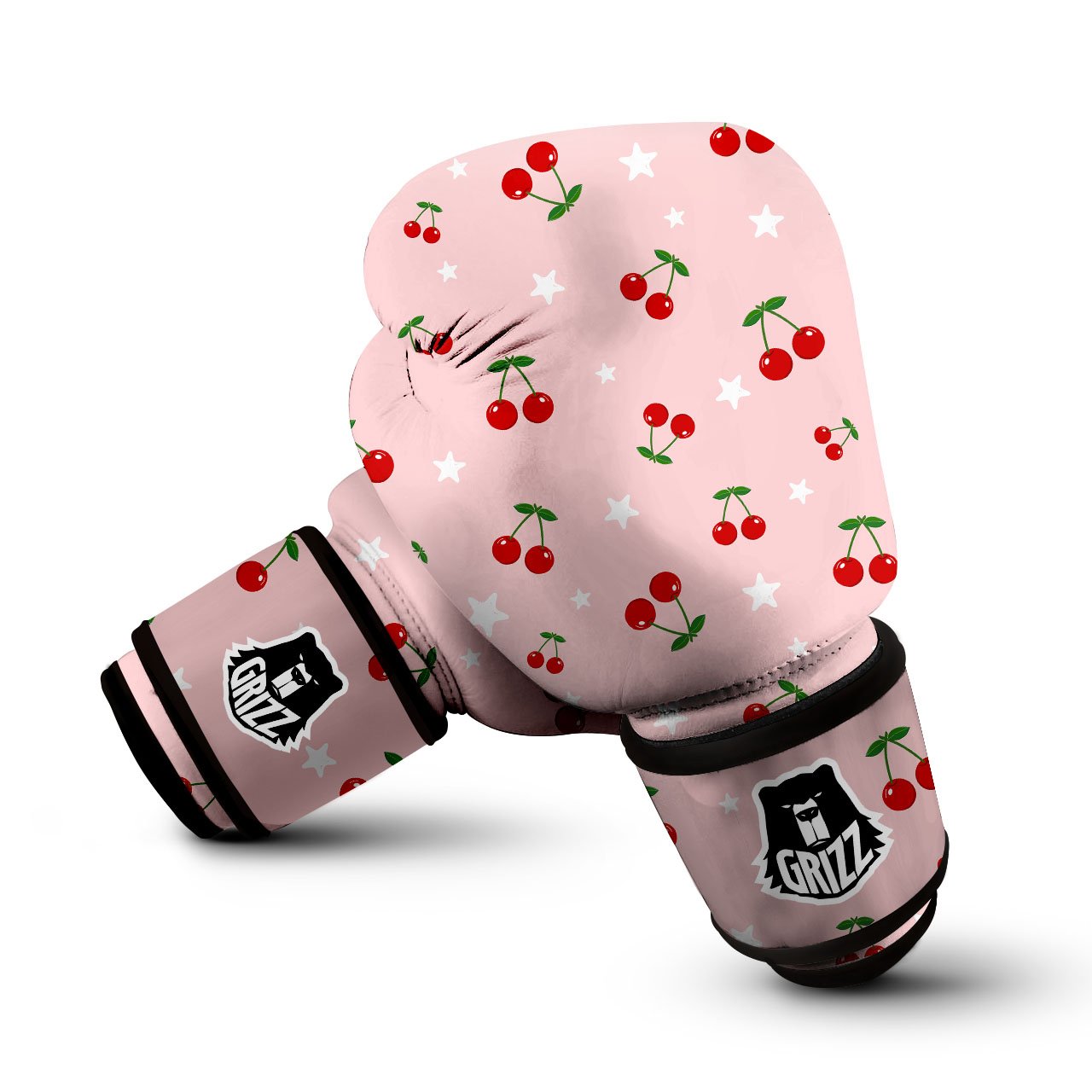 Cherry Pink Print Pattern Boxing Gloves-grizzshop