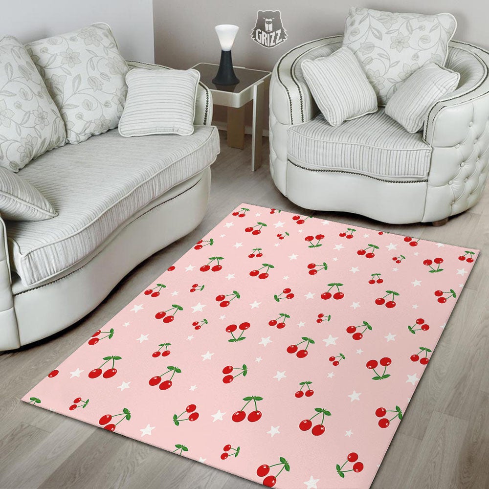 Cherry Pink Print Pattern Floor Mat-grizzshop