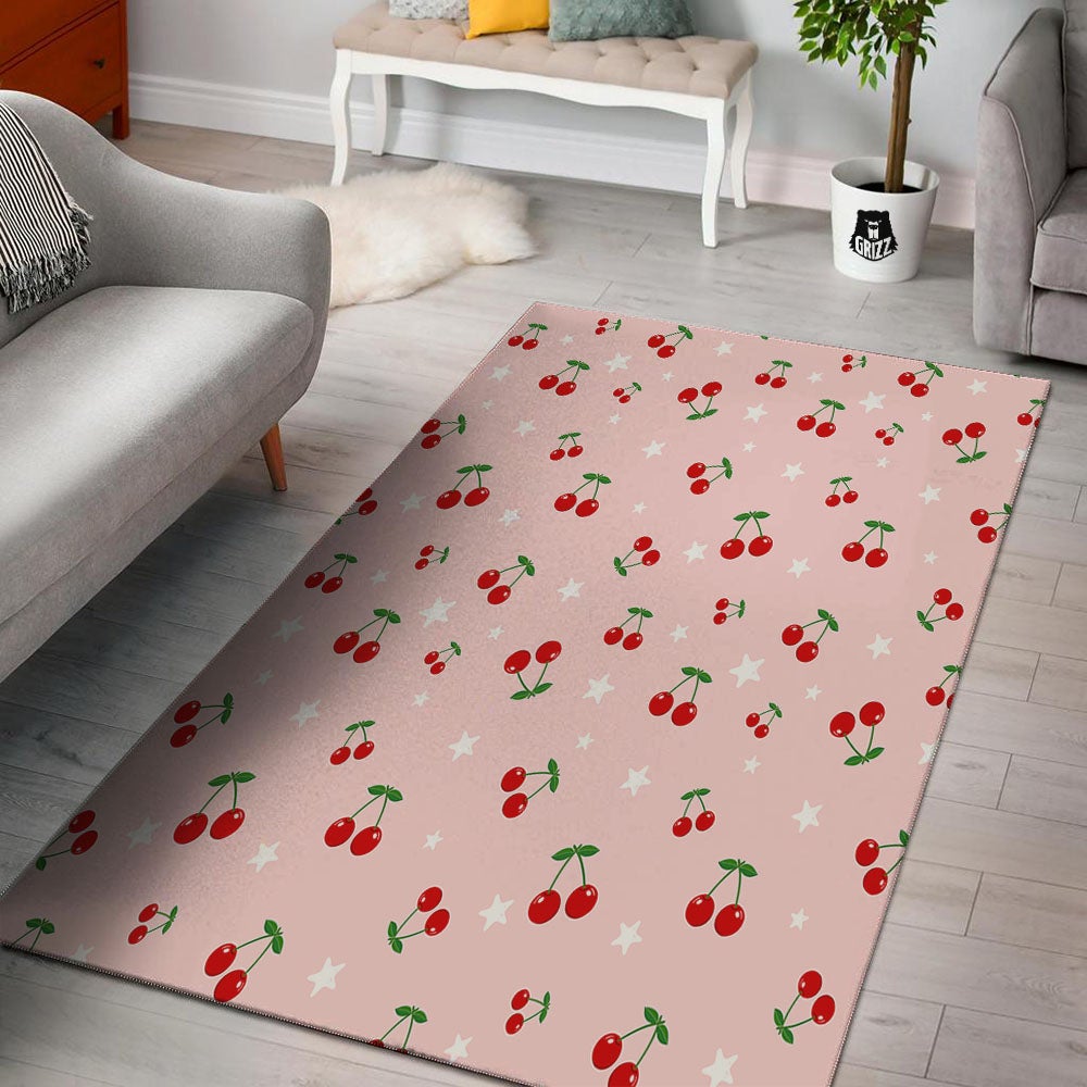 Cherry Pink Print Pattern Floor Mat-grizzshop