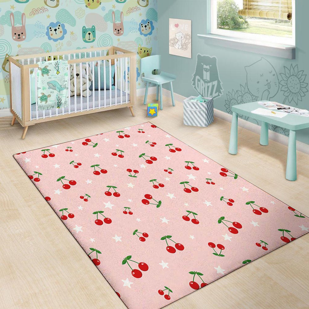 Cherry Pink Print Pattern Floor Mat-grizzshop