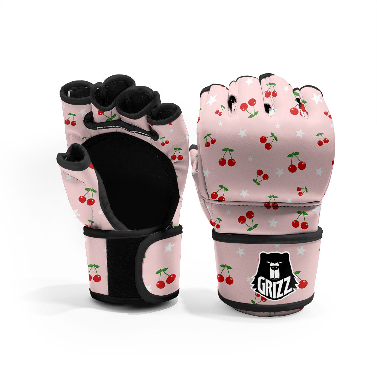 Cherry Pink Print Pattern MMA Gloves-grizzshop