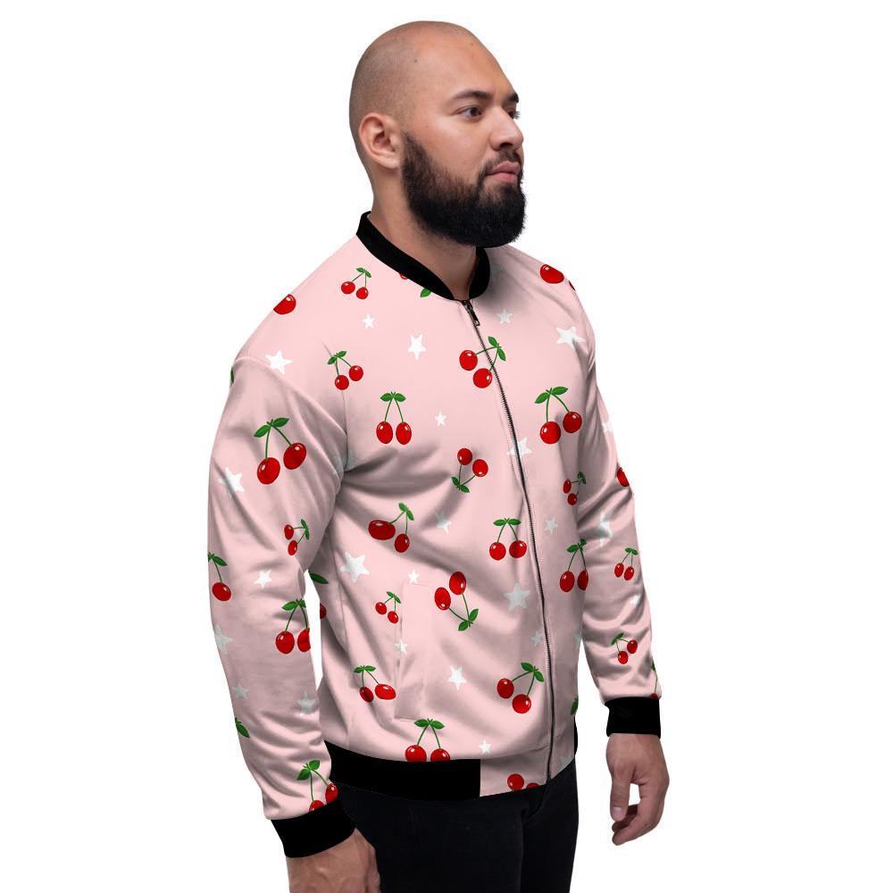 Cherry Pink Print Pattern Men's Bomber Jacket-grizzshop
