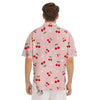 Cherry Pink Print Pattern Men's Short Sleeve Shirts-grizzshop