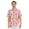 Cherry Pink Print Pattern Men's Short Sleeve Shirts-grizzshop