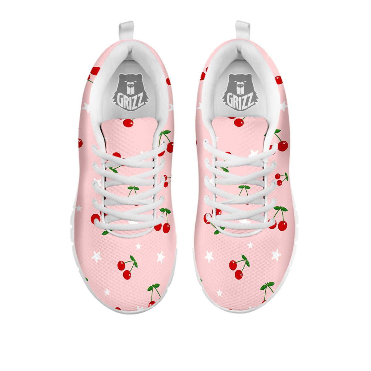 Cherry Pink Print Pattern White Sneaker-grizzshop