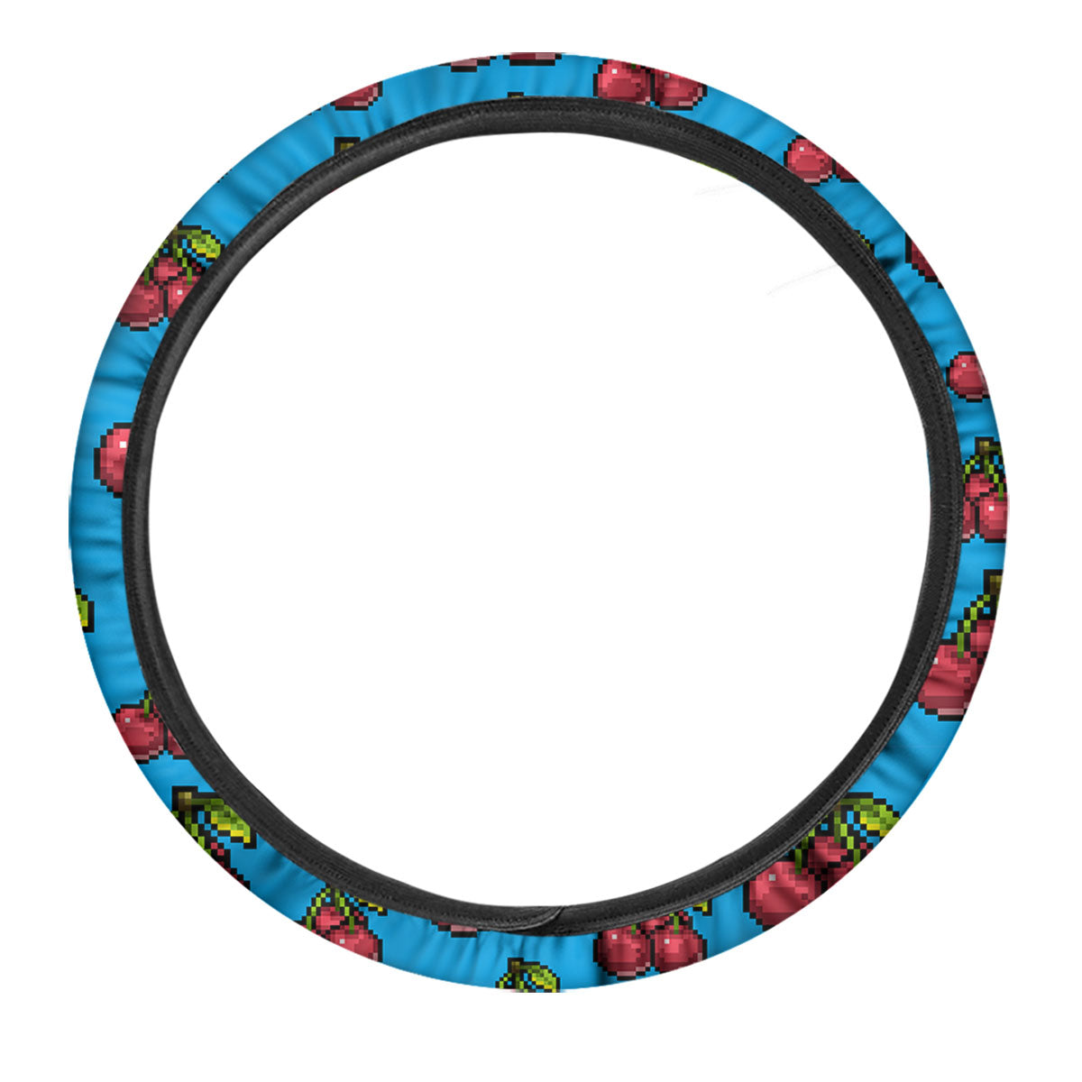 Cherry Pixel Print Pattern Car Steering Wheel Cover-grizzshop
