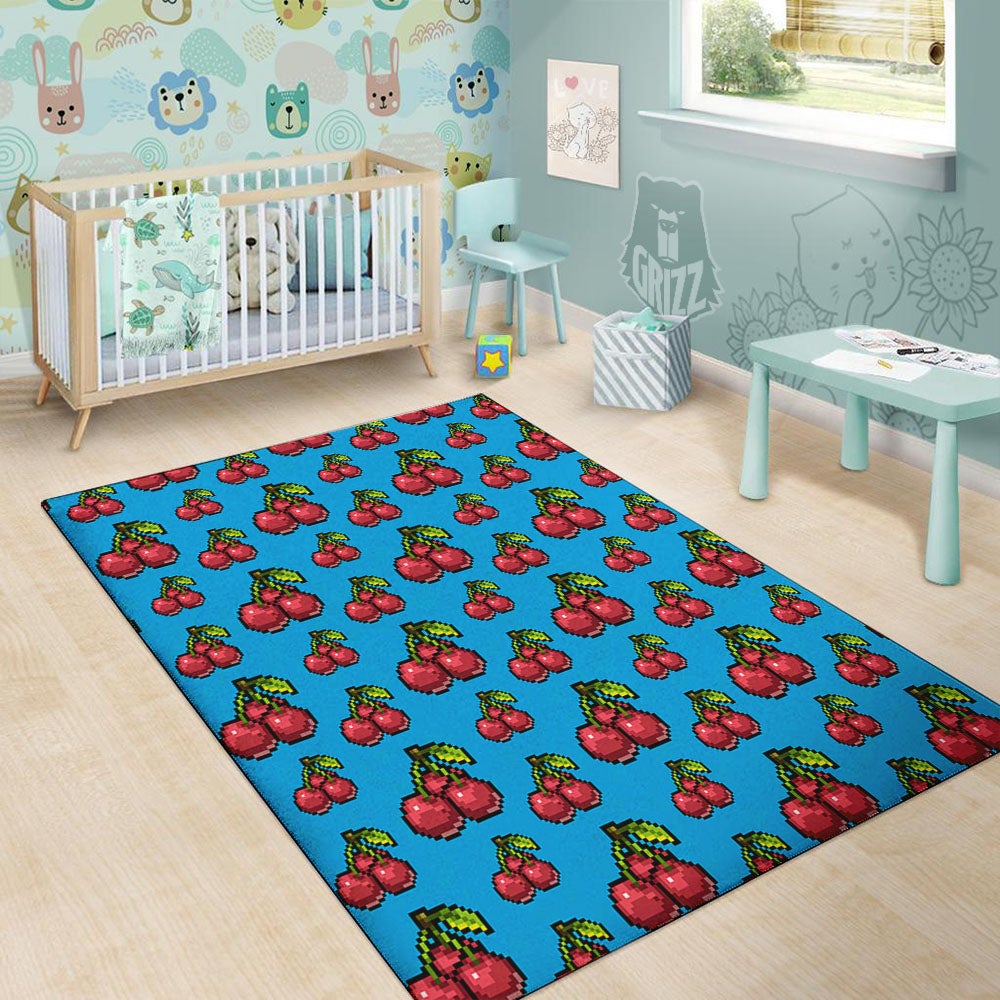 Cherry Pixel Print Pattern Floor Mat-grizzshop