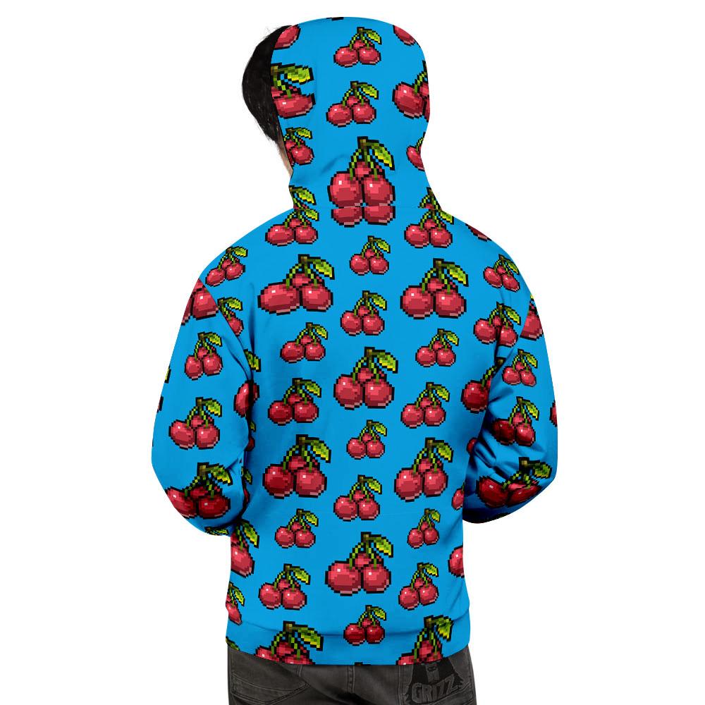 Cherry Pixel Print Pattern Men's Hoodie-grizzshop