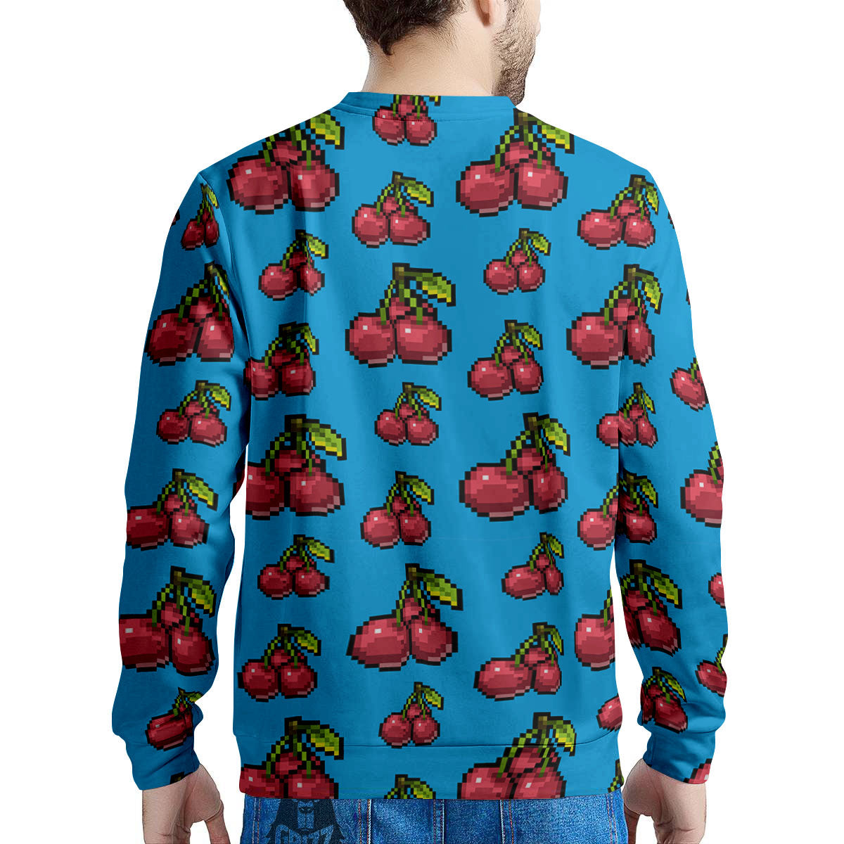 Cherry Pixel Print Pattern Men's Sweatshirt-grizzshop