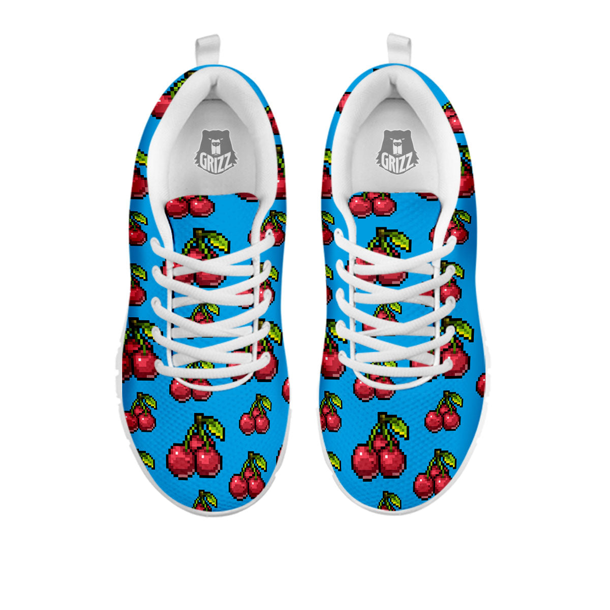 Cherry Pixel Print Pattern White Sneaker-grizzshop