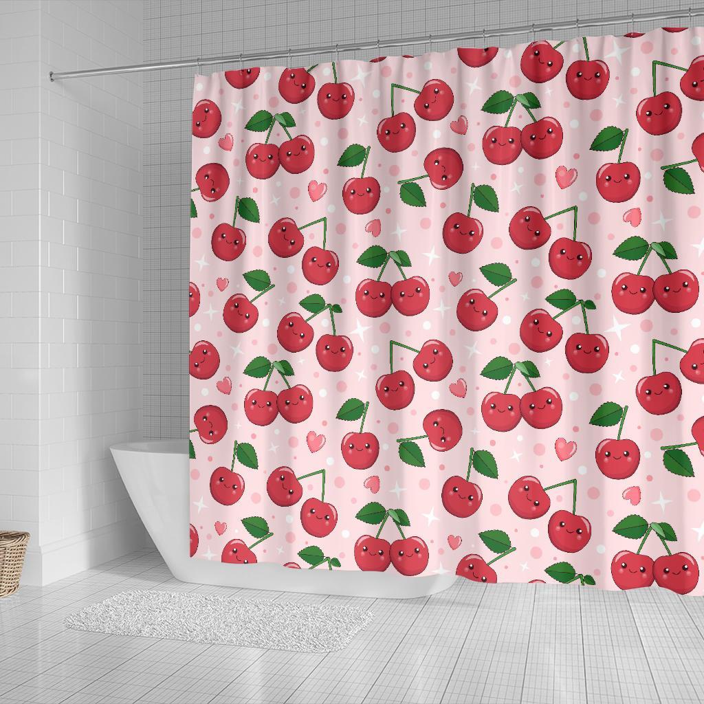 Cherry Print Pattern Bathroom Shower Curtain-grizzshop