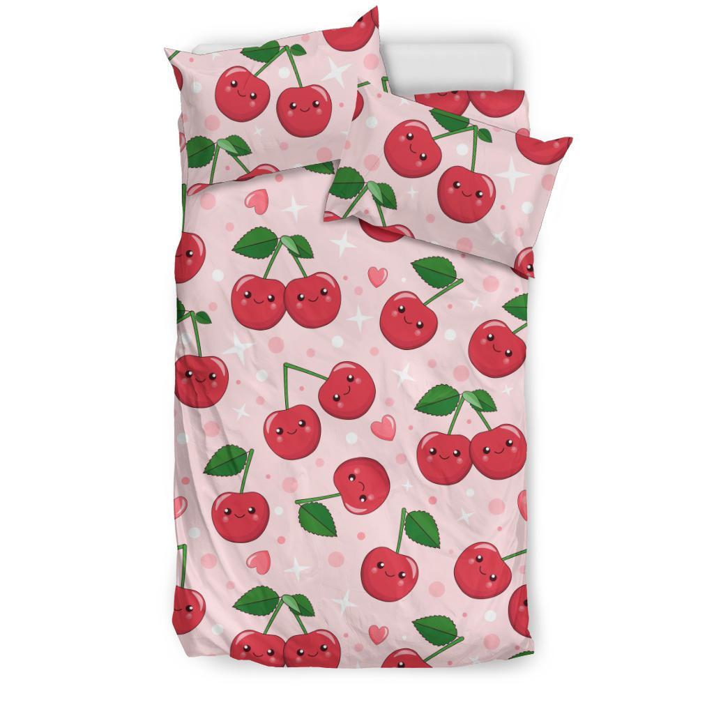 Cherry Print Pattern Duvet Cover Bedding Set-grizzshop