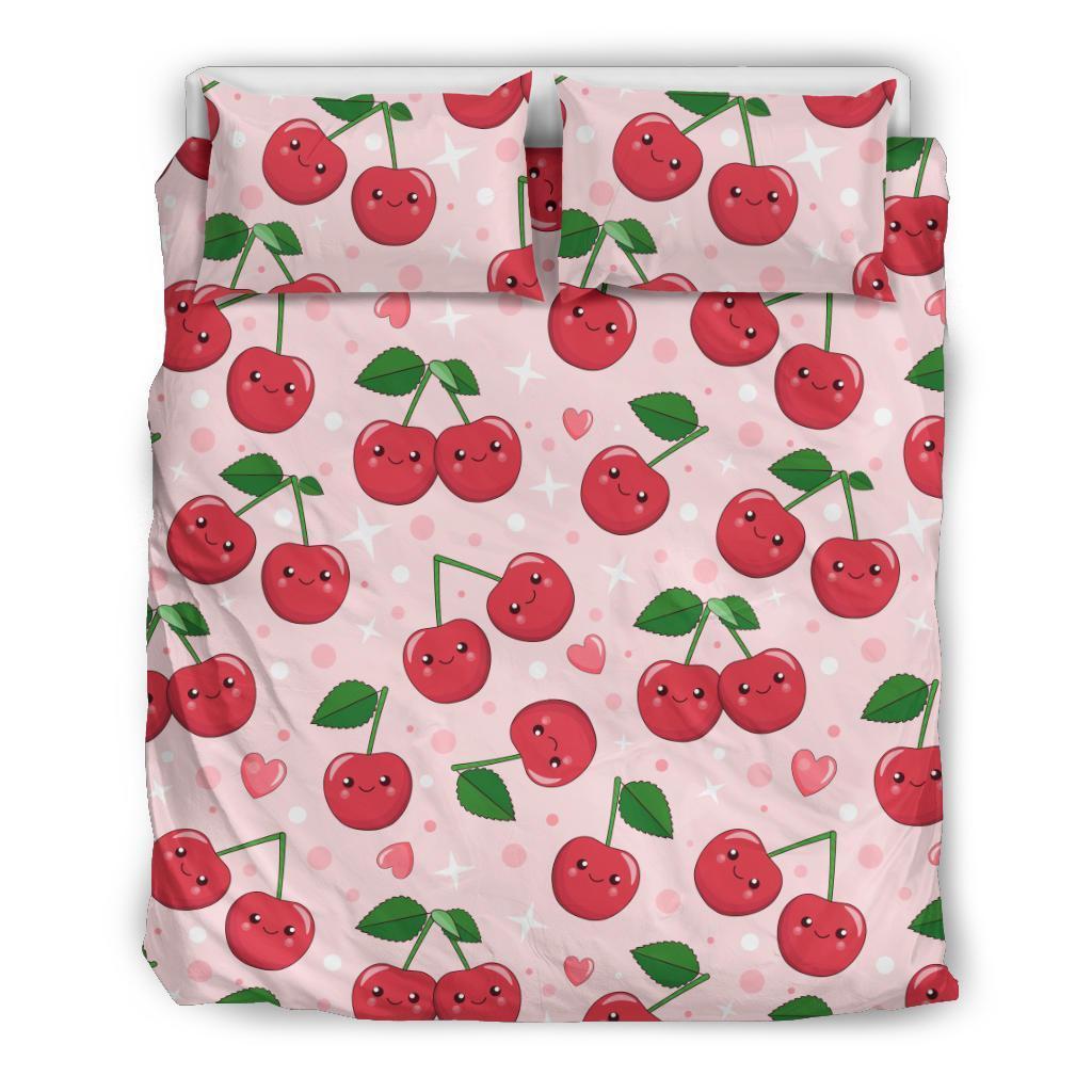 Cherry Print Pattern Duvet Cover Bedding Set-grizzshop