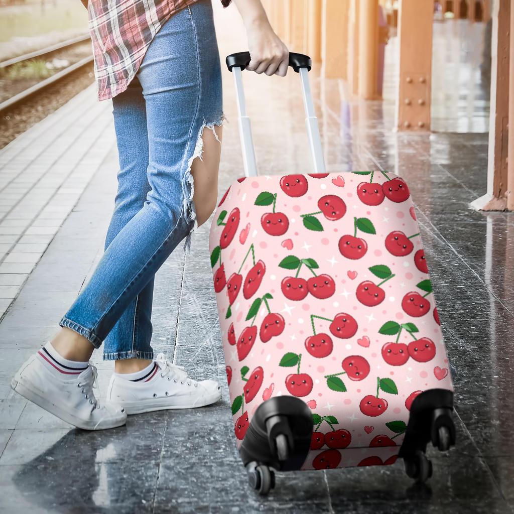 Cherry Print Pattern Luggage Cover Protector-grizzshop