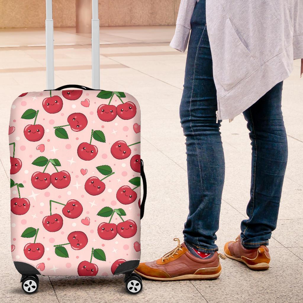 Cherry Print Pattern Luggage Cover Protector-grizzshop