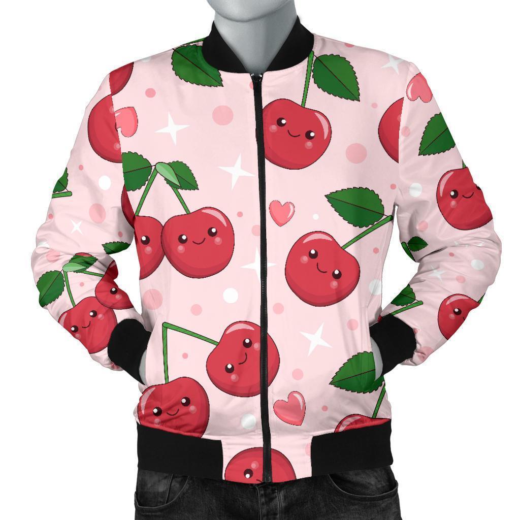 Cherry Print Pattern Men's Bomber Jacket-grizzshop