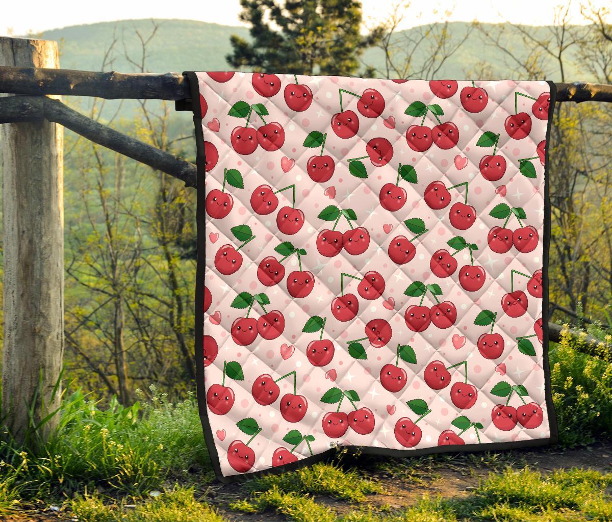 Cherry Print Pattern Quilt-grizzshop