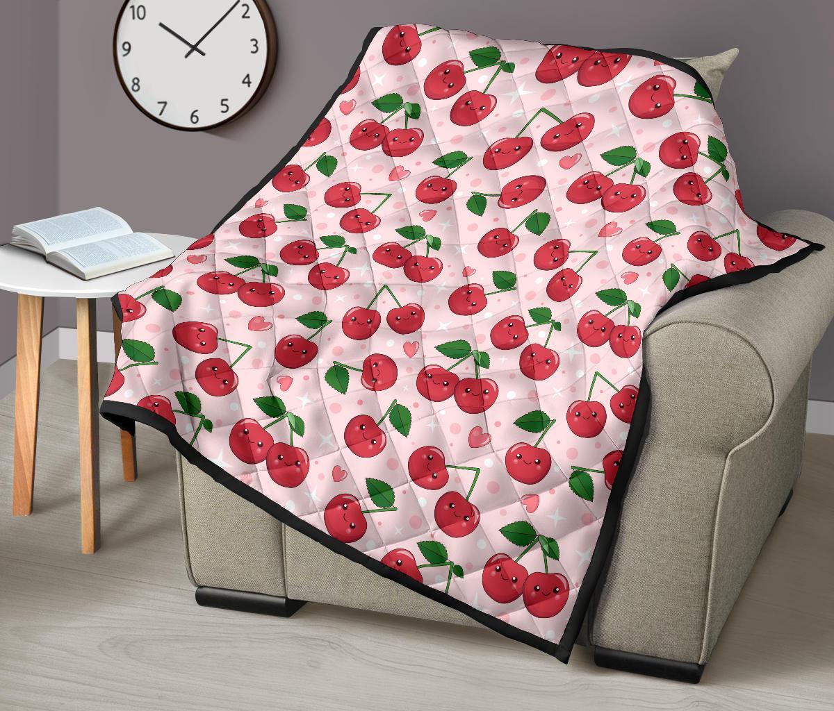 Cherry Print Pattern Quilt-grizzshop