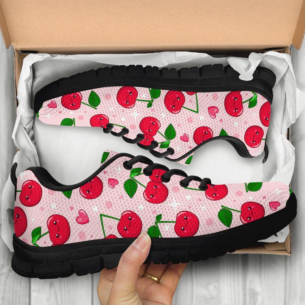 Cherry Print Pattern Sneaker Shoes For Men Women-grizzshop