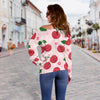 Cherry Print Pattern Women Off Shoulder Sweatshirt-grizzshop