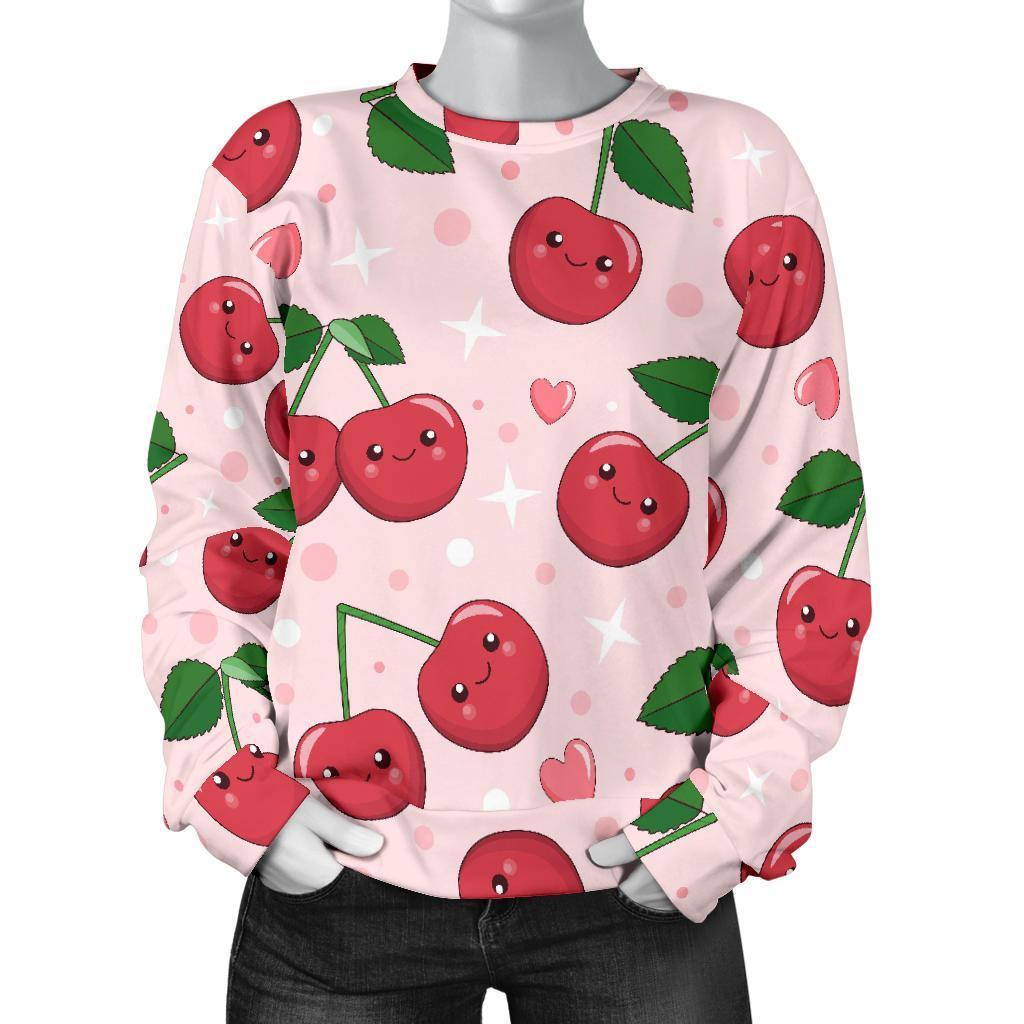 Cherry Print Pattern Women's Sweatshirt-grizzshop