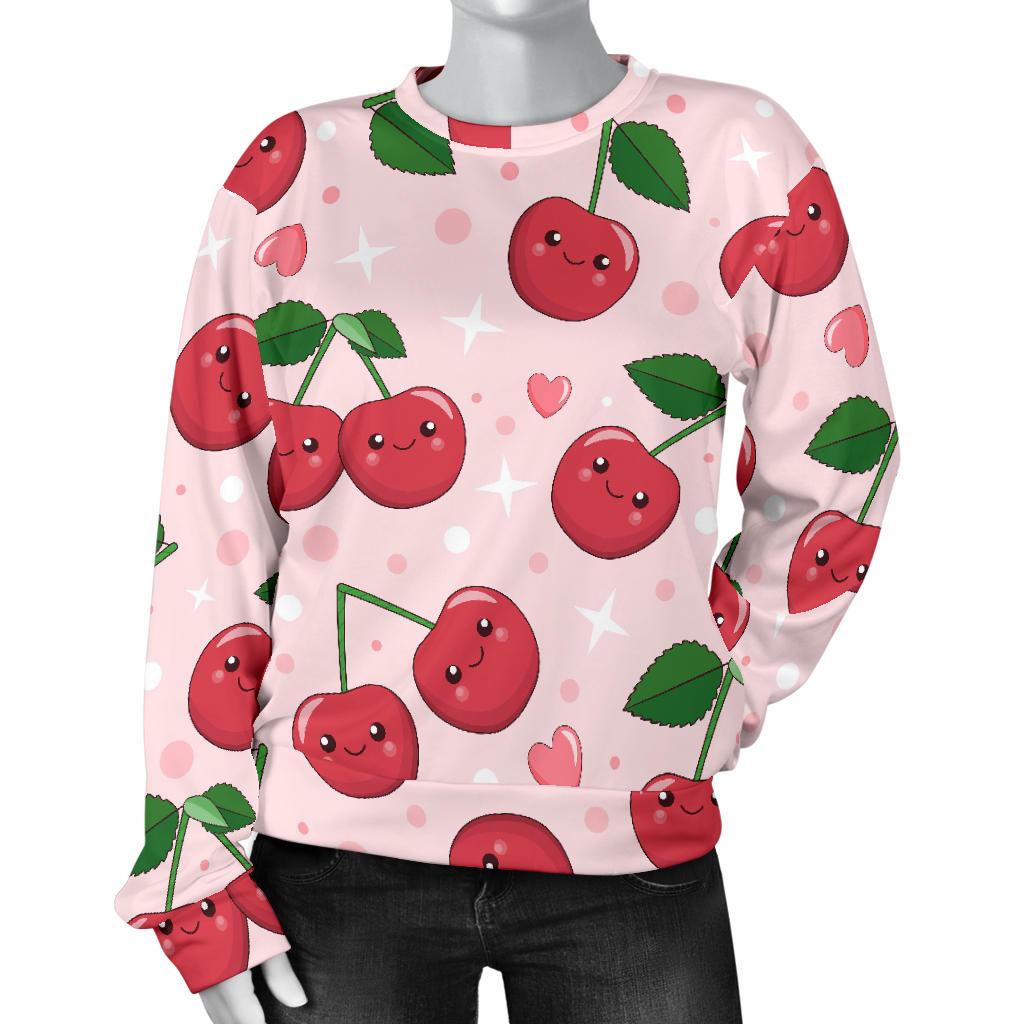 Cherry Print Pattern Women's Sweatshirt-grizzshop