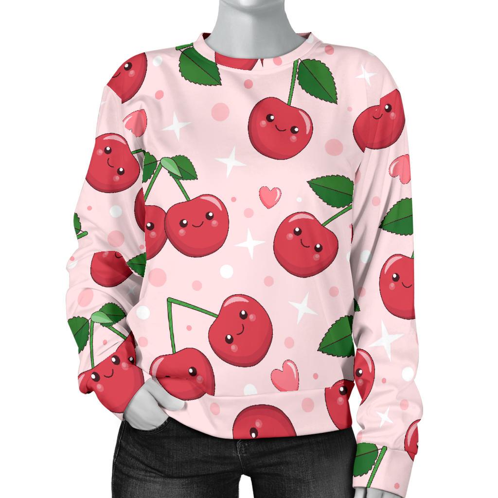 Cherry Print Pattern Women's Sweatshirt-grizzshop