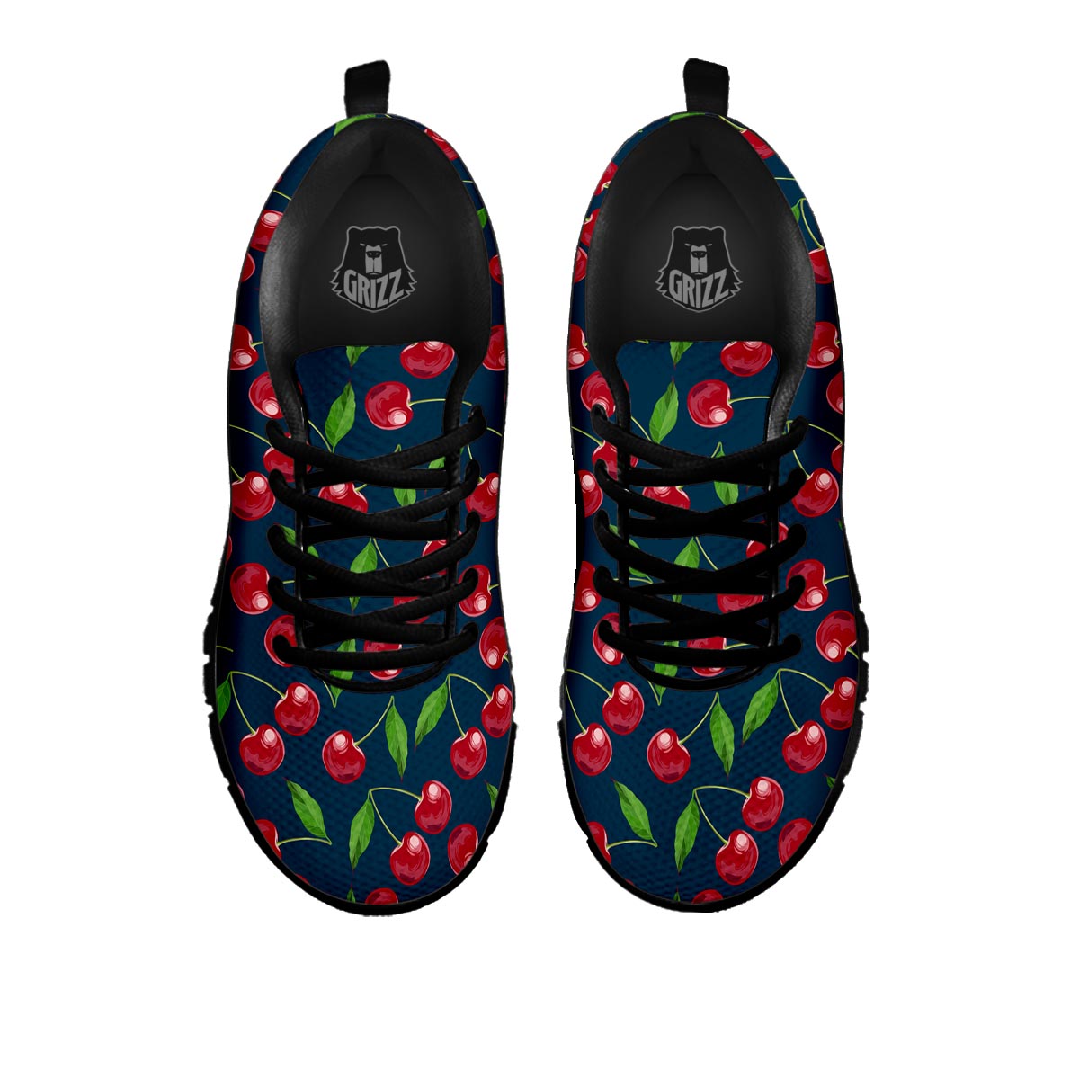 Cherry Red Print Pattern Black Sneaker-grizzshop