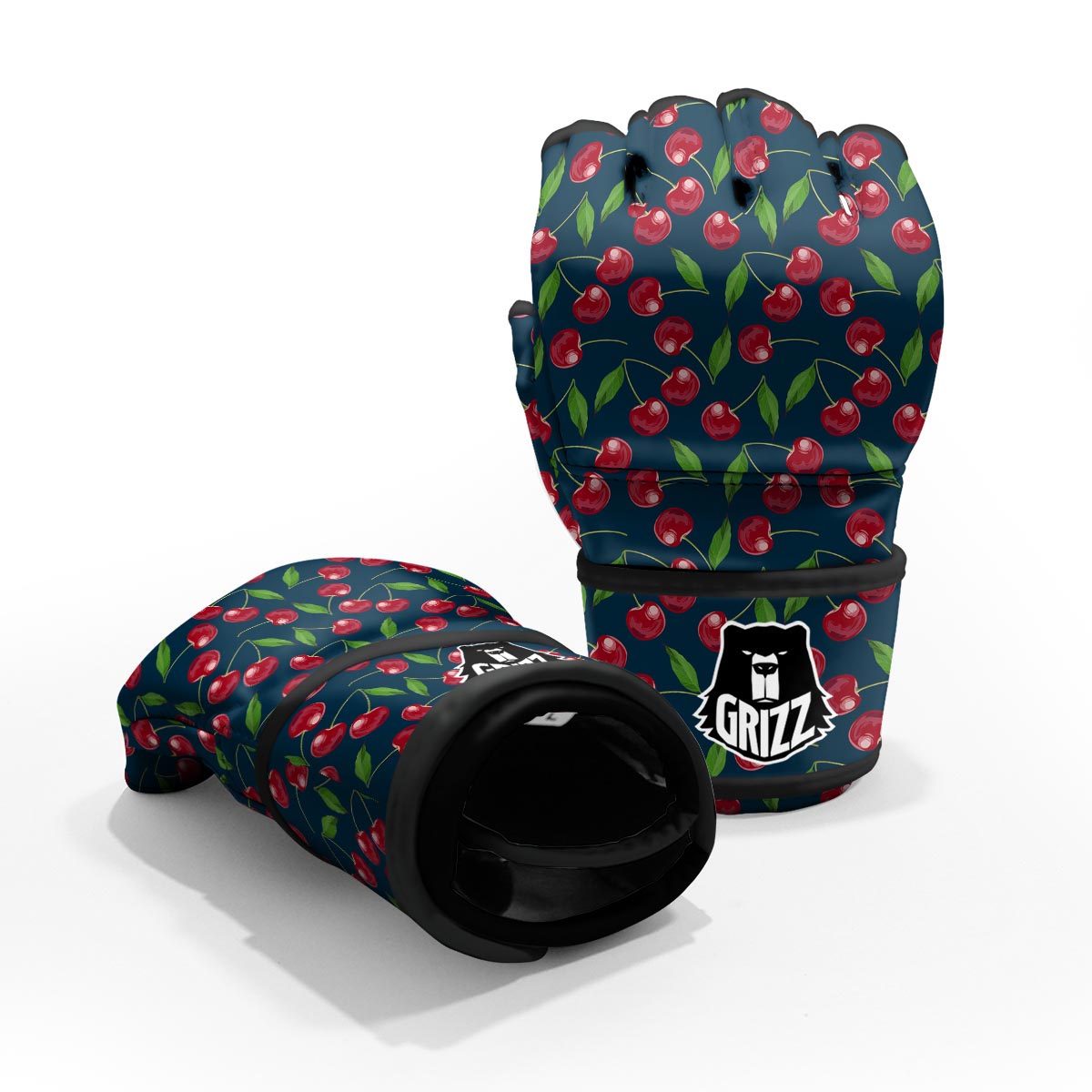 Cherry Red Print Pattern MMA Gloves-grizzshop
