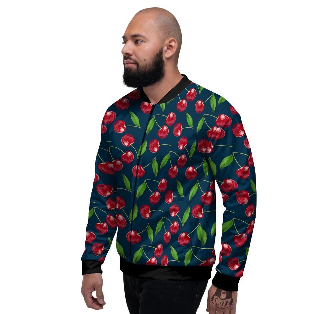 Cherry Red Print Pattern Men's Bomber Jacket-grizzshop