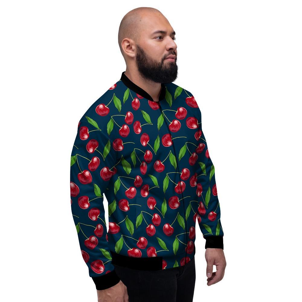Cherry Red Print Pattern Men's Bomber Jacket-grizzshop