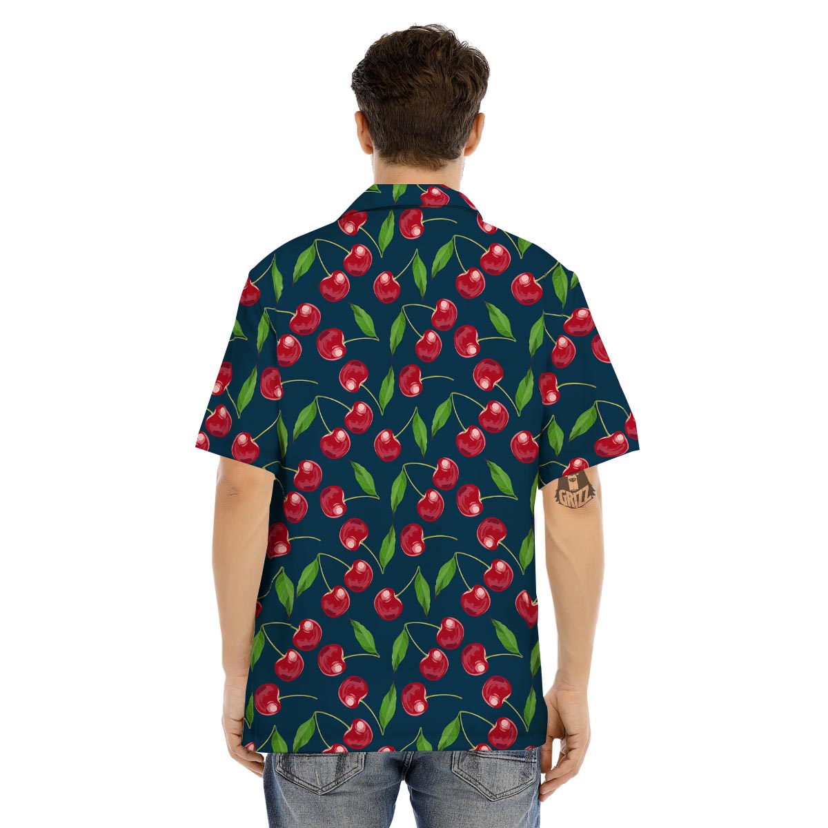 Cherry Red Print Pattern Men's Hawaiian Shirt-grizzshop