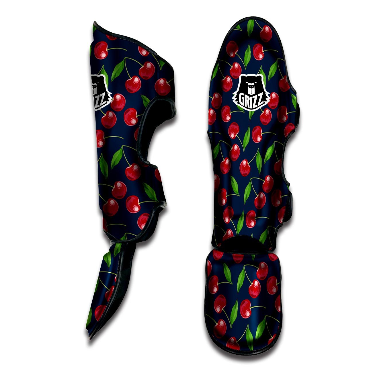 Cherry Red Print Pattern Muay Thai Shin Guards-grizzshop