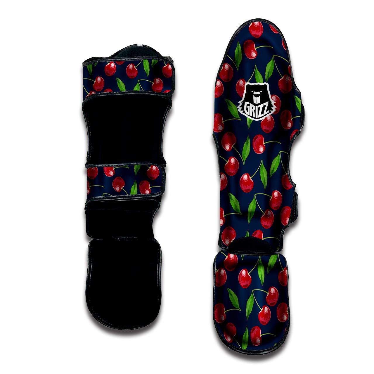 Cherry Red Print Pattern Muay Thai Shin Guards-grizzshop